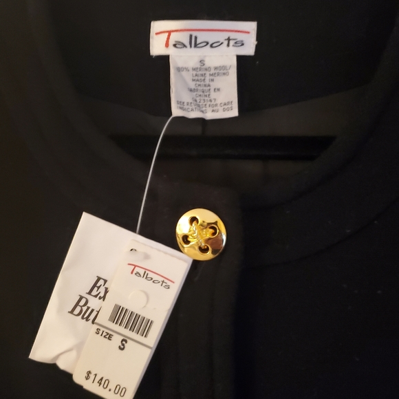 Talbots Merino Wool Long Sweater Coat Black New Tags Front Pockets Fully Lined - Picture 10 of 10